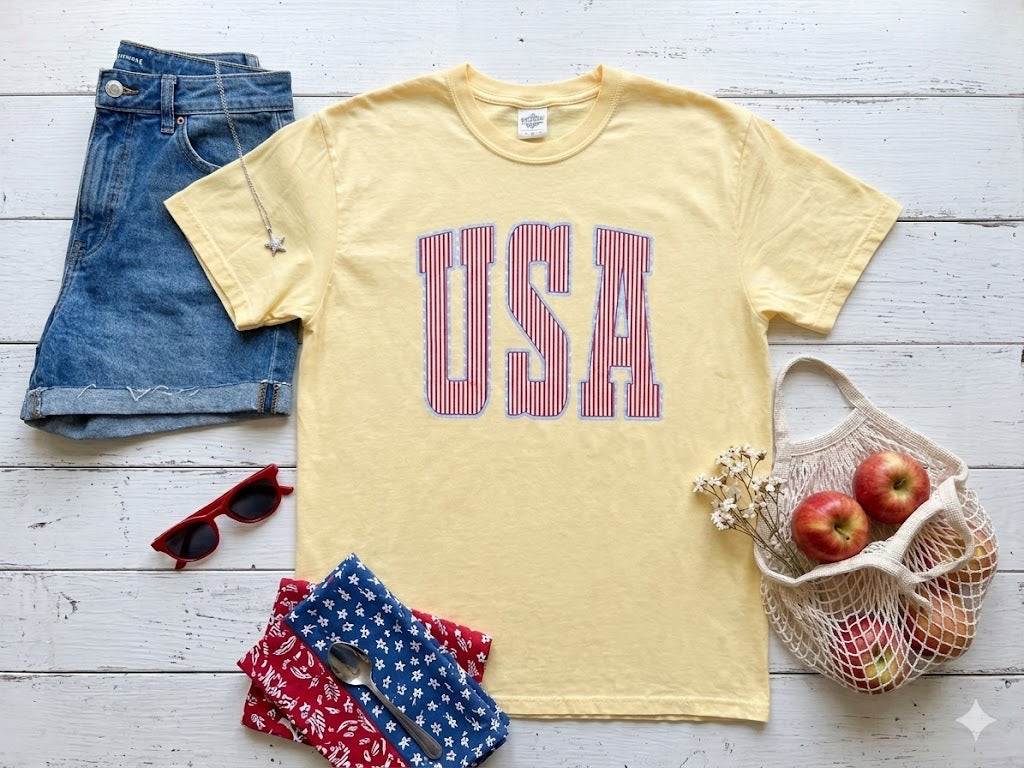 USA faux Seersucker Pigment Dyed Tee