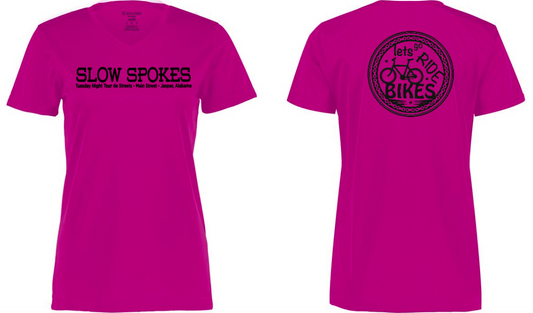 2025 Official Slow Spokes Dri-fit Ladies V-neck - Power Pink
